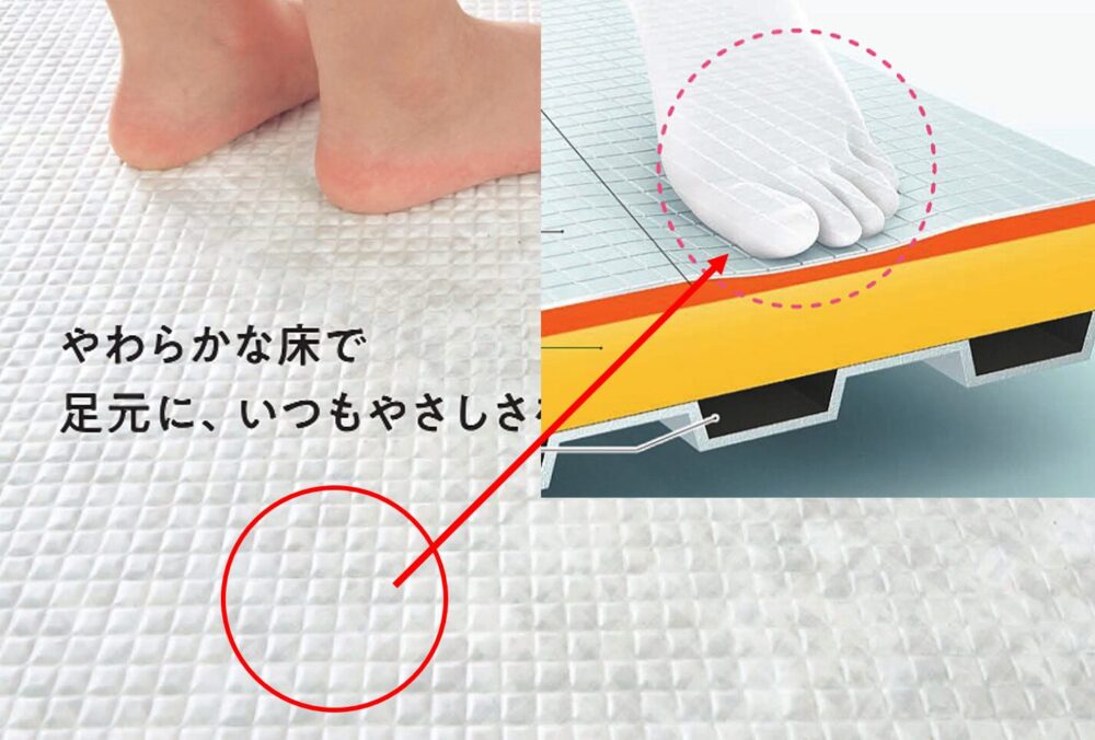 TOTOのほっカラリ床も滑りにくいが、やわらかさ重視!