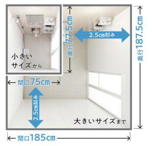 サイズオーダーができるシャワーユニット